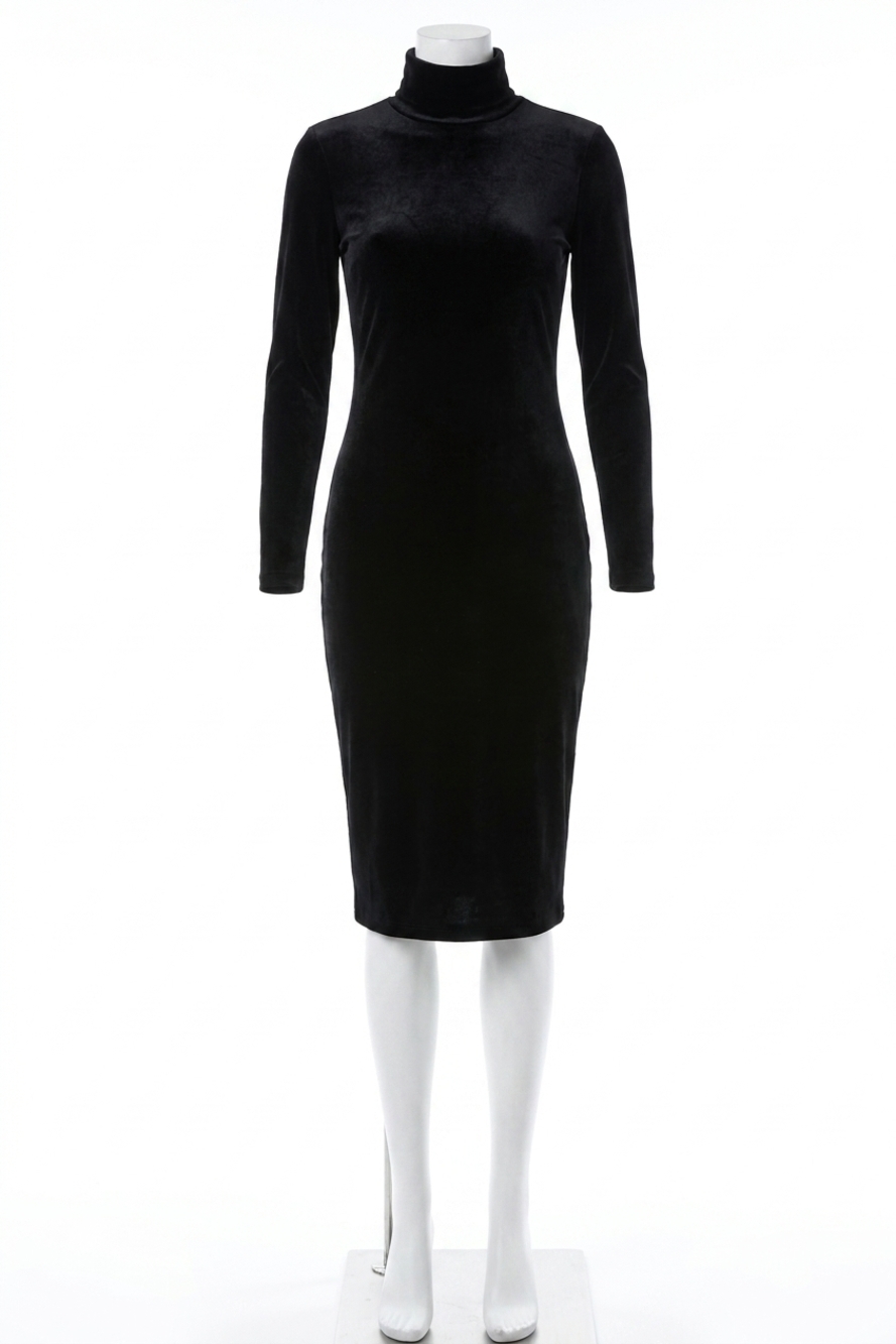 NEW ALICE + OLIVIA delora velvet tassel back midi dress in black